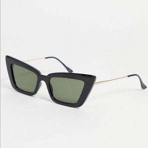 Asos design recycled frame pointly cat eye sunglasses in black